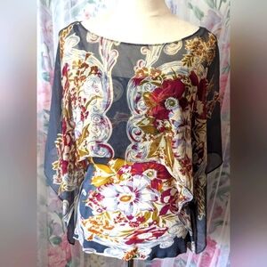 Floral Women’s Tank with Sheer Overlay